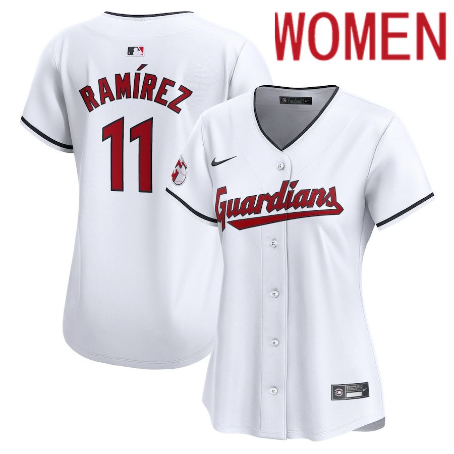 Women Cleveland Guardians #11 Jose Ramirez Nike White Home Limited Player MLB Jersey